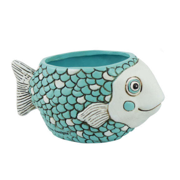 Blue Fish Planter and Baby Blue Fisher Planter