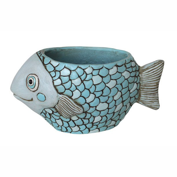 Blue Fish Planter and Baby Blue Fisher Planter