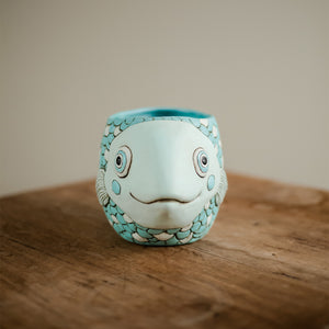 Blue Fish Planter and Baby Blue Fisher Planter